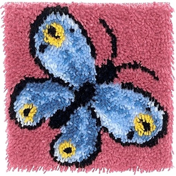 Wonder Art Blue Butterfly Latch Hook Kit 12" x 12" NEW Sealed - Picture 3 of 11